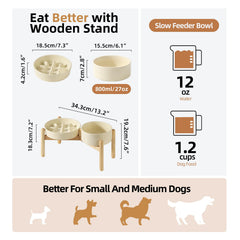 Havniva wooden stand elevates bowls for comfortable, ergonomic feeding posture.