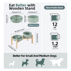 Havniva wooden stand with bowls elevates feeding for comfortable posture