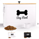 HB Design Co dog food container with airtight lid preserves kibble freshness for up to 50 cups.