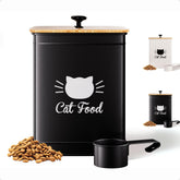 HB Design Co cat food container shows 25-cup capacity with a sleek matte black finish.
