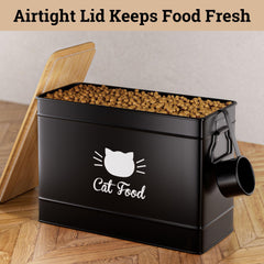 HB Design Co. cat food container metal scoop in use for quick, clean portions.