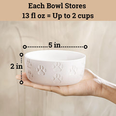 HB Design Co 5-inch ceramic dog bowl with non-slip base on kitchen counter.