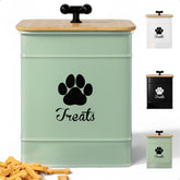 HB Design Co. dog treat container airtight lid closeup for moisture control and easy access.