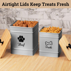 HB Design Co dog treat canister with matte black handle for easy access and security