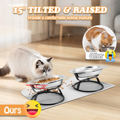 HBGmao-hao 15-degree tilt aids natural eating posture for cats and small dogs.