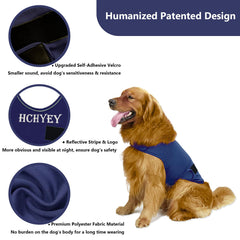 HCHYEY dog anxiety jacket worn on dog during thunder for gentle pressure.
