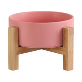 HCHLQLZ elevated ceramic cat bowl pink front view for ergonomic feeding