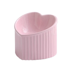 HCHLQLZ pink ceramic raised cat bowls front view showing tilt design for easy feeding