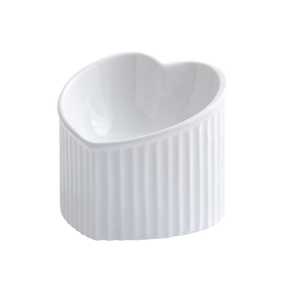 HCHLQLZ white ceramic raised bowls with tilted design for comfortable feeding.