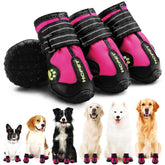 Hcpet pink fabric dog shoes close-up for paw protection and comfort.