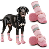 Hcpet dog shoes pink-leg booties with soft inner lining for winter warmth.