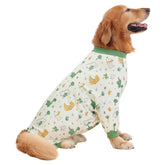 HDE dog pajamas forest-dinos front view show easy pullover wear for cozy nights
