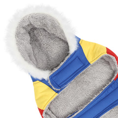 HDE dog puffer jacket 90s colorblock design adds stylish flair to chilly walks.