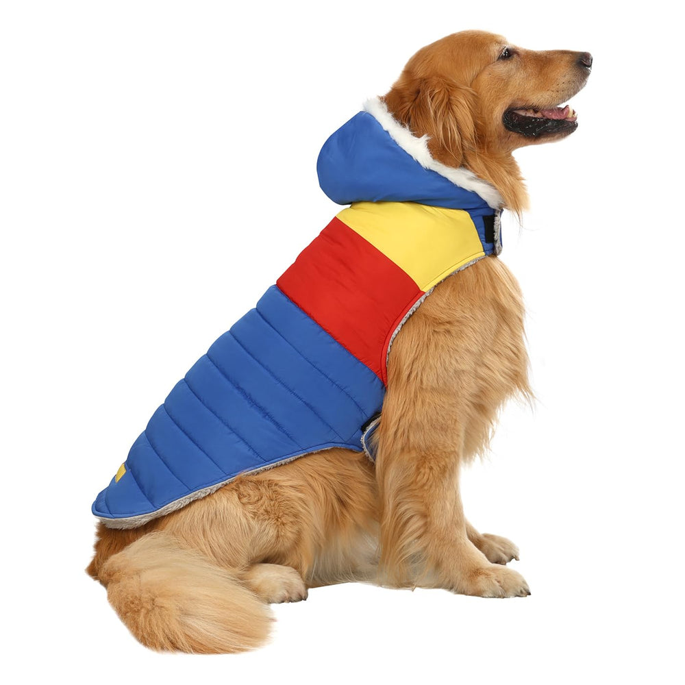 HDE dog puffer jacket fleece-lined outer keeps your dog warm during cold outdoor walks.