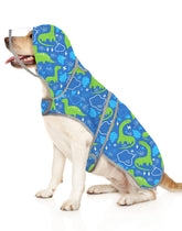 HDE dog raincoat worn on a walk, showcasing water resistance in light rain.