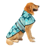 HDE Dog Raincoat Dinosaurs front view showing full coverage for rainy walks.