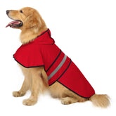 HDE dog raincoat front view in red shows coverage for rainy walks