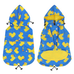 HDE dog raincoat harness hole and reflective panels for safer evening walks.