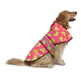 HDE dog raincoat jacket with reflective hood for safer night walks.