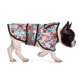 HDE turquoise dog raincoat front view showing waterproof protection