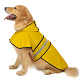 HDE dog raincoat jacket on a small dog with hood for rain-ready comfort.