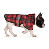 HDE Dog Raincoat plaid hood protects during light rain with secure hood fit for walks.