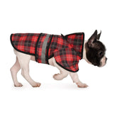 HDE dog raincoat plaid hooded on-dog protects during rainy walks.
