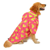 HDE dog raincoat poncho double layer hood showcases secure fit for rainy walks.