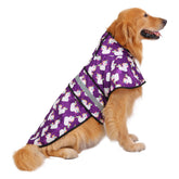 HDE dog raincoat waterproof purple poncho keeps XL dogs dry during rainy walks.