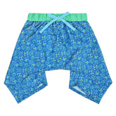 HDE dog swim trunks front view showing vibrant glowing sea creatures for bright beach days