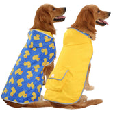 HDE reversible dog raincoat front view shows dual-color styling for rain protection
