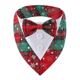 HDGDT Christmas dog tuxedo bandana in red plaid for festive holiday photoshoots.