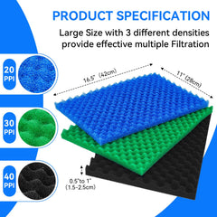 HDWGGD foam filter medium green sponge captures mid-size particulates with steady flow