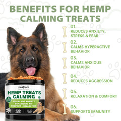 Healpark ingredients close-up showing a natural calming blend for dogs.