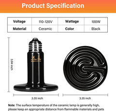 HealSmart ceramic heat emitter inside mount ensures durable, steady heat