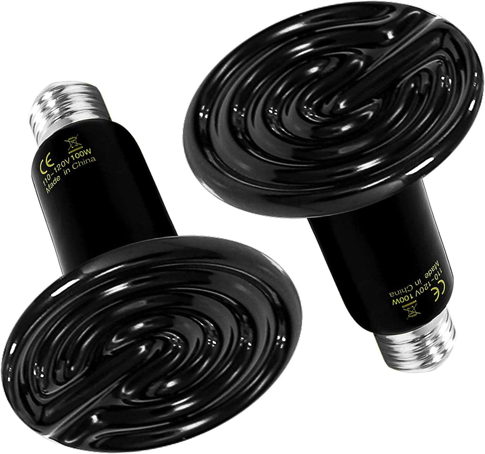 HealSmart reptile heat lamp 100W 2-pack provides radiant warmth for terrarium