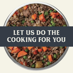 Health Extension gently cooked beef-potato serving shows wholesome protein and potato balance.