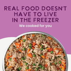 Health Extension Gently Cooked close-up of ingredients like chicken and pumpkin.