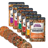 Health Extension Gently Cooked Grain-Free Variety Pack dog food pouch open for quick, ready-to-serve meals.