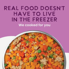 Health Extension human-grade ingredients dog food with fresh vegetables.
