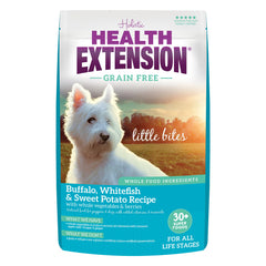 Health Extension little-bites-puppy-kibble-closeup showing easy-chew bites for tiny teacups.