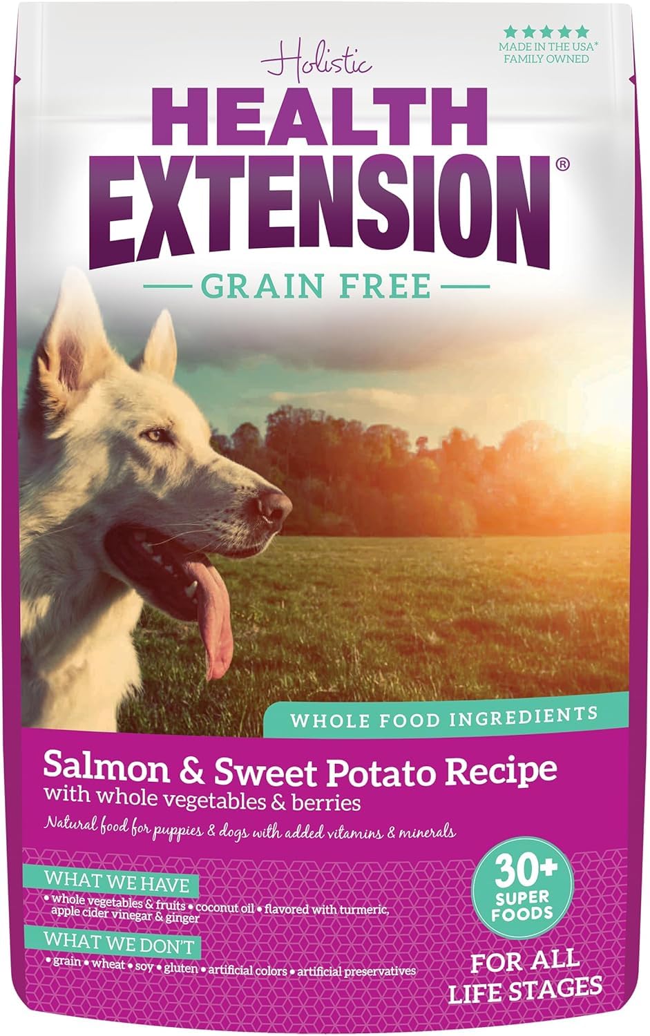 Health Extension salmon-first ingredient bowl highlights lean protein for strong muscles.