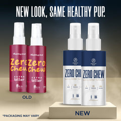 Healthy Pup No Chew Spray application mist demonstrates easy, even coverage for deterrent use