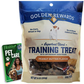 Healthy Surplus Golden Rewards, empaque frontal, ideal para entrenar y premiar.