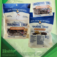 Healthy Surplus Golden Rewards, primer plano de premios, sabor mantequilla de cacahuete para recompensas.