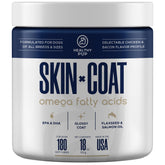 Healthy Pup dog fish oil supplements packaging highlighting 180 treats for ongoing coat care
