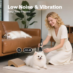 HEAPETS low-noise design keeps pets calm during grooming