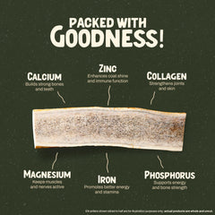 Heartland Antlers mineral content with calcium, phosphorus, and zinc.