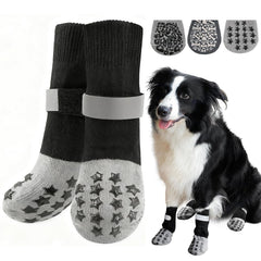 HeavenEye anti-slip dog socks with traction soles for confident indoor footing.