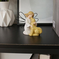 HEBYJO Angel Kissing Dog Statue resin texture close-up showcases quality finish